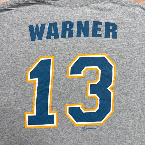 Vintage 90s Joy Athletic Kurt Warner St. Louis Rams NFL T-Shirt Gray Football - Picture 4 of 9